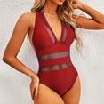 thumbnail image 2 of Luxalzxs One Piece Swimsuit for Women Solid Color Hollow Out V-Neck Swimsuit Tummy Control Bathing Suit Swimwear, 2 of 3