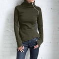 thumbnail image 2 of Women Casual Solid Blouse Long Sleeve Pullover Turtleneck Zipper Sweatshirt Tops Womens Oversized Long Sleeve Top S, 2 of 7