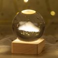 thumbnail image 1 of Fiudx Luz Nocturna de Bola de Cristal Brillante, Diseño de Luz Cálida Rgb, Elegante Base de Madera, Decoración Del Hogar con Alimentación Usb, Elegante Temática de Astronauta Galáctico, Pantalla para, 1 of 4