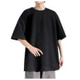 thumbnail image 4 of Mens T-Shirts Black 6 Pack with Xxxl Men's Summer Loose Fit T Shirts Stylish Round Neck Fashionable Casual Attire Comfortable Streetwear Short Sleeve Tops for Trendy Men, 4 of 5