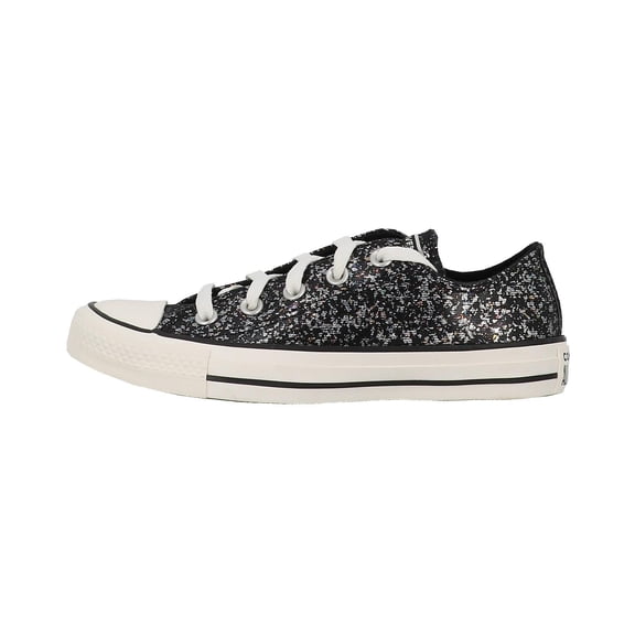 Converse Women's Chuck Taylor All Star Glitter Sneaker, Black/Egret/Black, 5.5