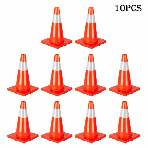 Oshion 10pcs Traffic Cones 18 Orange Slim Fluorescent Reflective Road Safety Parking Cones Walmart Com Walmart Com