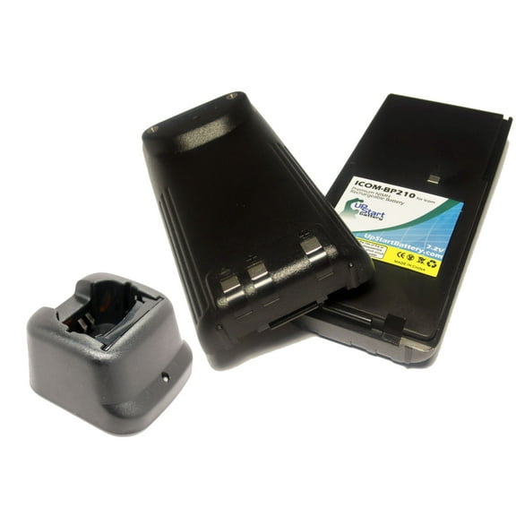 2x Pack - Icom IC-F40GT Battery Charger - Replacement for Icom BP-210 Two-Way Radio Battery and Charger (1600mAh, 7.2V, NI-MH)