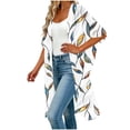 thumbnail image 5 of Avrnliq Womens White Kimono Swimsuit Cover Up Stained Glass Leaf Print Midi Batwing Sleeve Lightweight Beach Cover Up,Size 3XL, 5 of 6