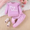 thumbnail image 2 of Huowey Girls Long Sleeve Color Block Sweatshirt & Sweatpants Toddler Fall Winter 2PCS Outfits Cozy Dailywear, 2-3 Years, 2 of 5