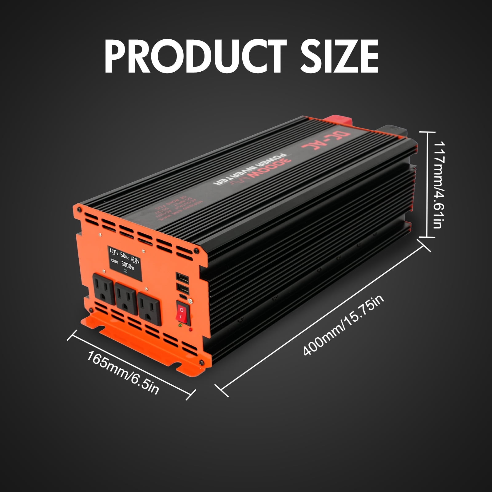3000 Watt Power Inverter  12V DC to 110V/120V AC Converter Car Inverter with LCD Display & Remote Control