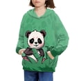 thumbnail image 3 of Xoenoiee Cartoon Panda Bamboo Print Girls Hoodies with Front Kangaroo Pocket Hooded Sweatshirt Long Sleeve Hoodies Pullover Activewear for Kids Age 6-16 Years, XL, 3 of 7
