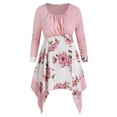 thumbnail image 1 of Frente acanalado floral Pañuelo más el tamaño de la blusa Rosegal Blusas Tallas Grandes, 1 of 5