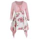 thumbnail image 1 of Frente acanalado floral Pañuelo más el tamaño de la blusa Rosegal Blusas Tallas Grandes, 1 of 5