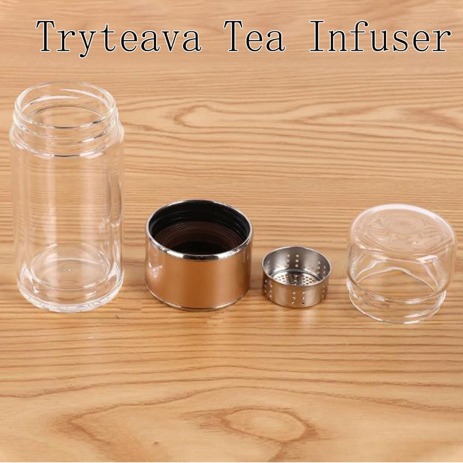 Tryteava Glas Tee-Infuser Mit Trennsystem - Doppelwandig Für Heiße & Kalte Getränke