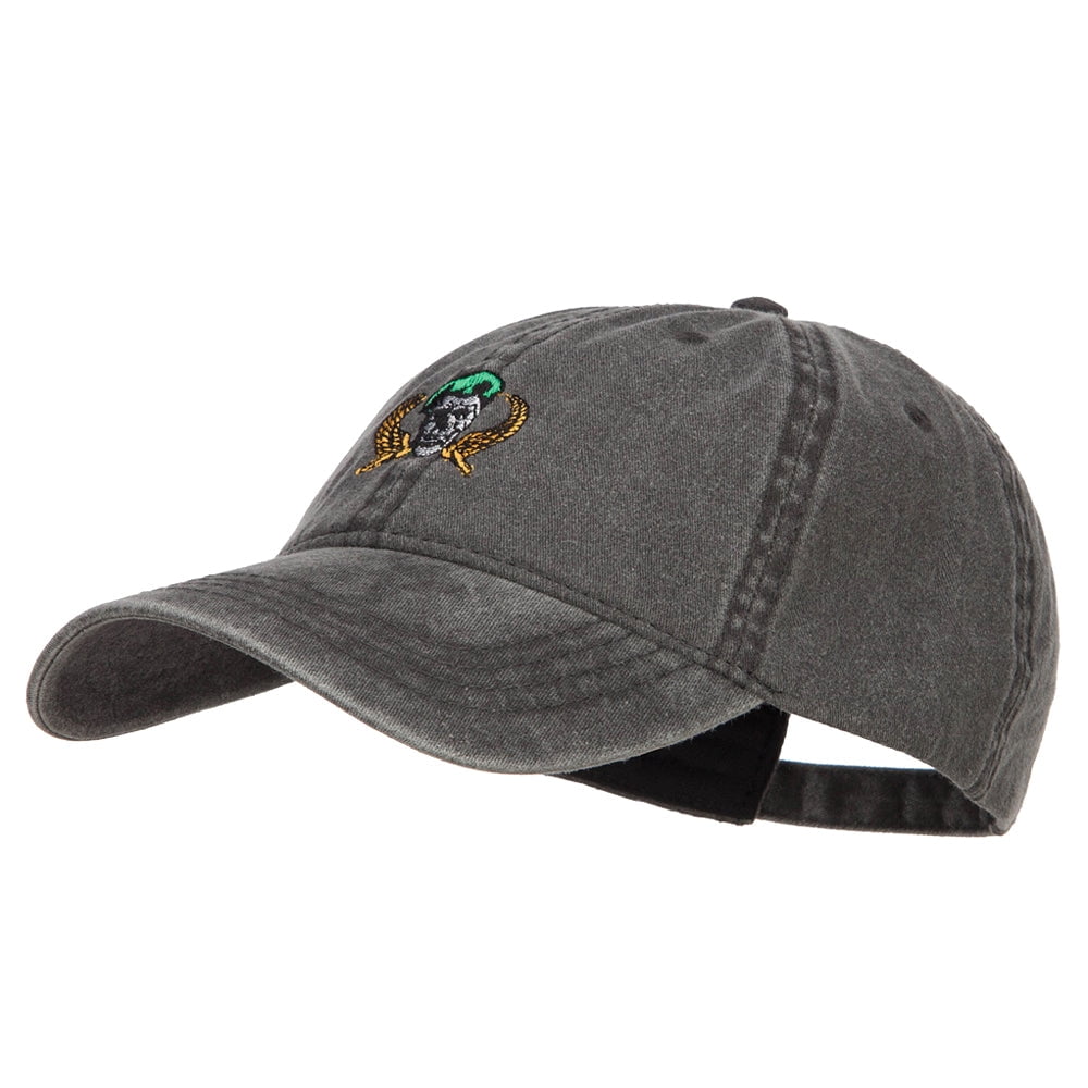 Green Beret Crest Embroidered Washed Cap - Black OSFM