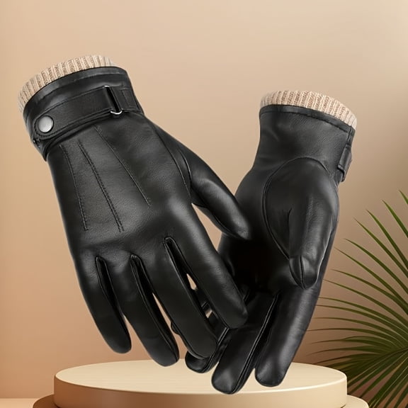 A Pair of Men'S Sheepskin Leather Gloves for Autumn And Winter, an Ideal Gift for Dad Or Husband.