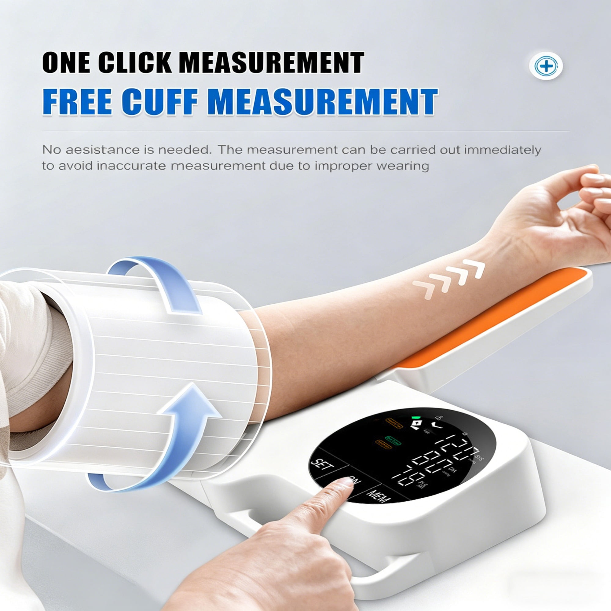 ZIQING Automatic Upper Arm Blood Pressure Monitor, 360° Surround Cuff, Large LED Screen, One-Touch Operation, for Home Use & Seniors