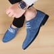 thumbnail image 4 of Zapatos Oxford azules para hombre, zapatos de marca a la moda para hombre, zapatos transpirables con punta estrecha, mocasines de lona de lino, zapatos informales de lujo para hombre, 4 of 5