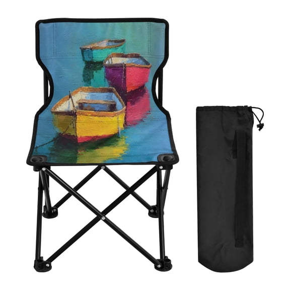 600D Oxford Camping Chair Portable Foldable Chair Supports 220 lbs for Picnic, Fishing, Backpacking Colorful Row Boats