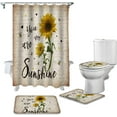 thumbnail image 2 of FMSHPON Rustic Sunflower 4 Piece Bathroom Set Shower Curtain Bath Rug Contour Mat and Toilet Lid Cover, 2 of 7