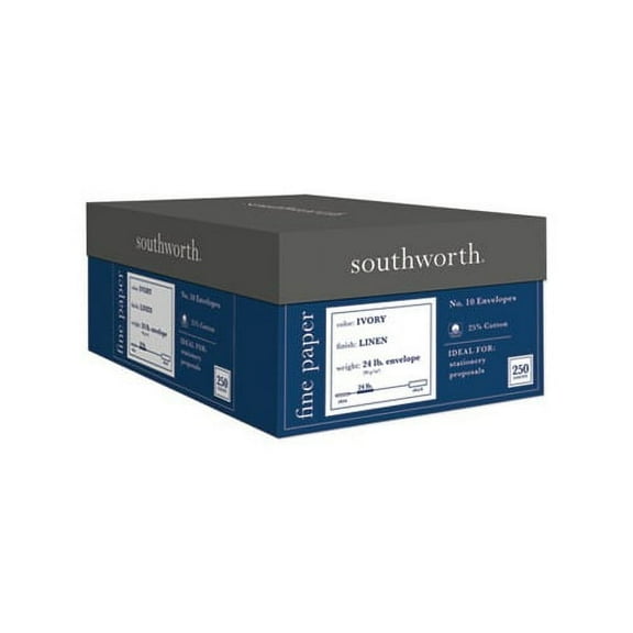 Southworth Fine Linen Envelopes, 25% Cotton, Size 10, Ivory, 250 Count (J564-10)