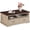 Grey, variant on SolaceHue Coffee Table for Living Room, 43" Framhouse Coffee Table with 2 Storage Drawers, Modern Center Table with Open Display Area, Elegant Curved Base, Rustic Brown