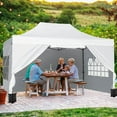 thumbnail image 2 of Costway 10 X 14 FT Pop up Canopy Tent with 4 Sidewalls, Wheeled Bag, 4 Sandbags, 8 Stakes White, 2 of 10