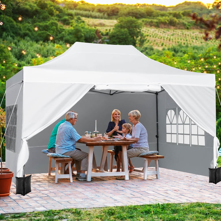 Costway, Pop up Canopy Tent with 4 Sidewalls, 10 X 14 FT, White