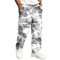 thumbnail image 3 of UDAUDU Men's Streetwear Cargo Pants Athletic Hiking Drawstring Elastic Waist Wide Leg Trousers Outdoor Hiking Relaxed Fit Pants with Pockets White 4XL, 3 of 8