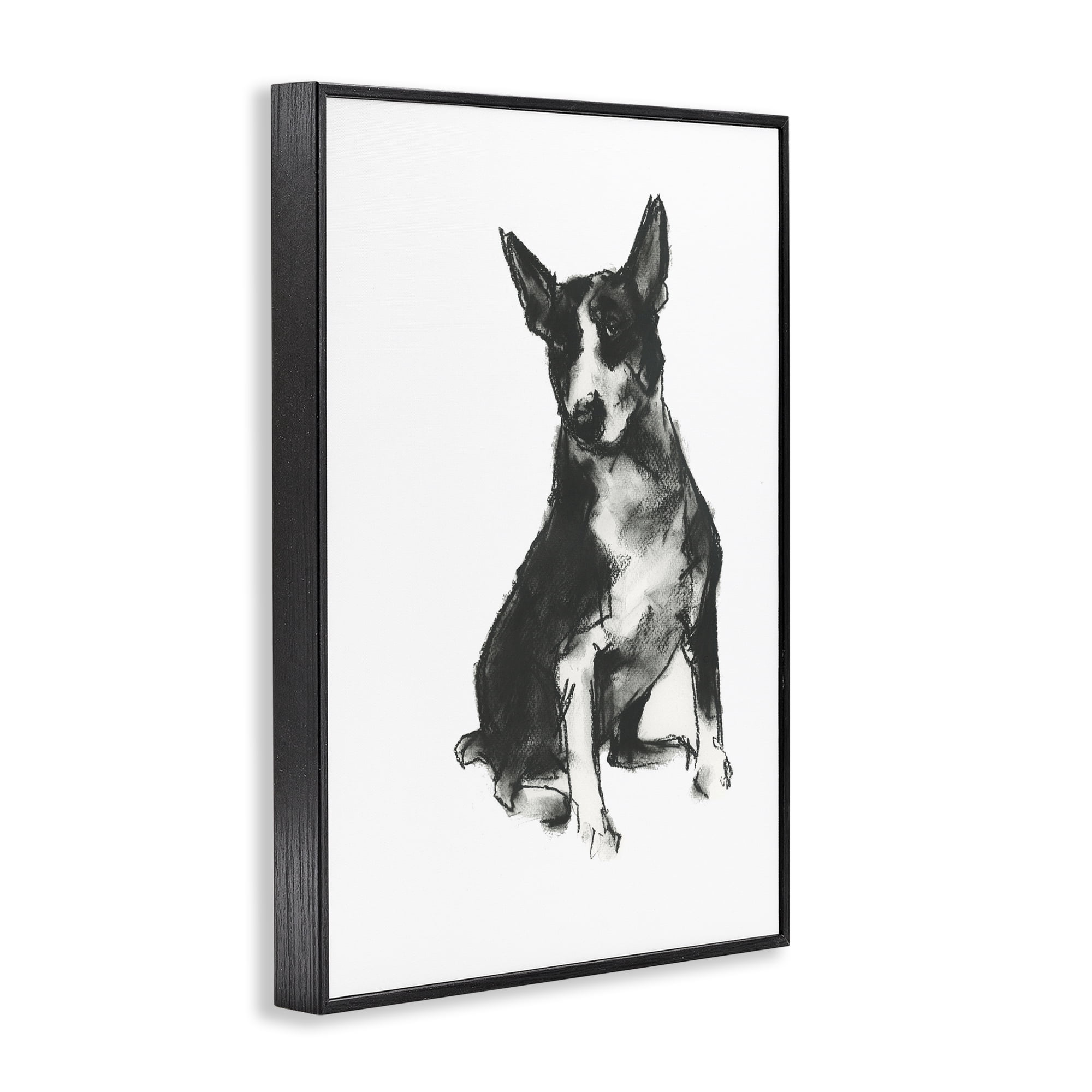 Stupell Industries Charcoal Dog Drawing Animals & Insects Drawing Black Framed Art Print Wall Art, 20 x 30