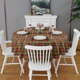 thumbnail image 2 of Brown Red Yellow Plaid Checkered Pattern Round Tablecloth 60"x60",Wrinkle Wipeable Table Cloth for Kitchen Dining Room Picnic Patio Party, 2 of 6