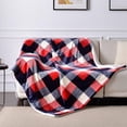 thumbnail image 2 of Buffalo Plaid Sherpa Fleece Throw Blanket, Double-Sided Checkered Super Soft Luxurious Bedding Blanket 60 x 80 inches, Red/Blue, 2 of 6