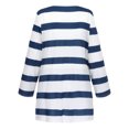 thumbnail image 5 of FRSASU Dresses for Women Clearance Summer Long Sleeve V-Neck Stripe Elastic Waist Lace Loose Dress, 5 of 7
