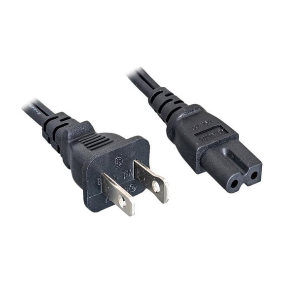 Nippon Labs 18 AWG Polarized US Notebook Power Cord NEMA 1-15P to C7, SPT-2, NEMA1-15P/IEC320 C7, 10 ft. Black Power Cable