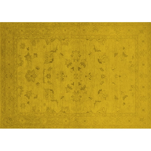 Ahgly Company Machine Washable Indoor Rectangle Oriental Yellow Traditional Area Rugs, 2' x 3'