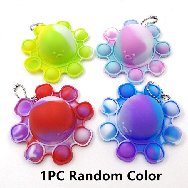 NEW Keychain Stress Relief Christmas Squishy Fidget Toys Octopus Push Bubble Fidget Sensory Toy For Autism поп ит Gong Bohan LED