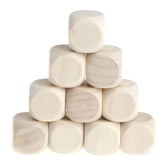BESTSKY 10 Pcs Blank Wooden Dice Unfinished Square Blocks 6 Sided Wood Cubes