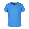 thumbnail image 1 of T-shirts Garçons Été Couleur Unie Manches Courtes T-Shirts Unisexes Col Rond Respirants Hauts Sport Chemises Garçon Bleu 5 Ans-6 Ans, 1 of 2