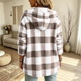 thumbnail image 6 of Admvng Women's Checkered Jacket Hooded Long Sleeve Casual Warm Outerwear, 6 of 9