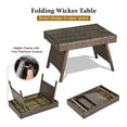 thumbnail image 3 of Rattan Wicker Coffee Table with Steel Frame, Foldable Portable Outdoor Side Table for Patio Garden Poolside Lawn, Durable PE Material, Brown, 3 of 5