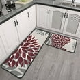 thumbnail image 2 of Red and Gray Floral Pattern Kitchen Rugs Sets Of 2,Anti Fatigue Kitchen Mat Rugs Non Slip Washable,Decorative Kitchen Floor Mats for Kitchen,Sink,Laundry,17"X30"+17"X47", 2 of 7