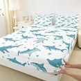 thumbnail image 3 of Feelyou Marine Shark Animal Twin Sheet Sets, Cartoon Stars Kid Bedding, 3 Pieces, 3 of 7