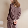 thumbnail image 4 of Defitshape Women's Fuzzy Flannel Fleece Pajama Set Comfy Lounge Winter Warm Loungewear Set Coffee Medium, 4 of 4