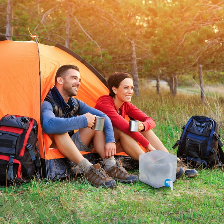 Wovilon Foldable Camping Water Canisters Water Storage Bag Water Bucket With Tap Outdoor Hiking Drinking Water Tank Food Safe Transparent