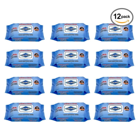 Colemerg Antibacterial Wet Wipes, 1200 Wipes, 12 Pack - 100/Pack - One Hand Open Everyday and Travel Wipes