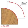 thumbnail image 3 of Freud 34-128 Quadra-Cut 3/4-Inch Radius Rounding Over Bit with 1/2-Inch Shank, Multi, 3 of 4