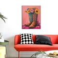 thumbnail image 4 of Rateoe Cowboy Boots With Flowers Pattern Decorative Picture – Unique Modern Wall Art, Ready-to-Hang Canvas Print for Home (Vertical), 4 of 6