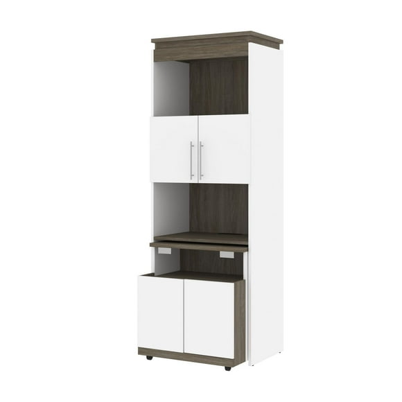 Étagère 30L avec bureau rabattable Orion de Bestar, blanc et gris boisé