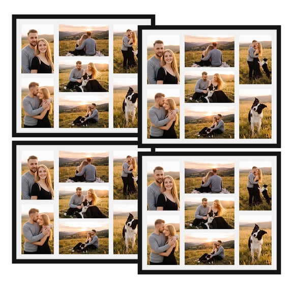 7-Opening 4x6 Black Collage Picture Frame Set of 4 for Wall Display