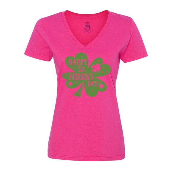 Inktastic Happy St. Patrick's Day Shamrock in Green Women's V-Neck T-Shirt
