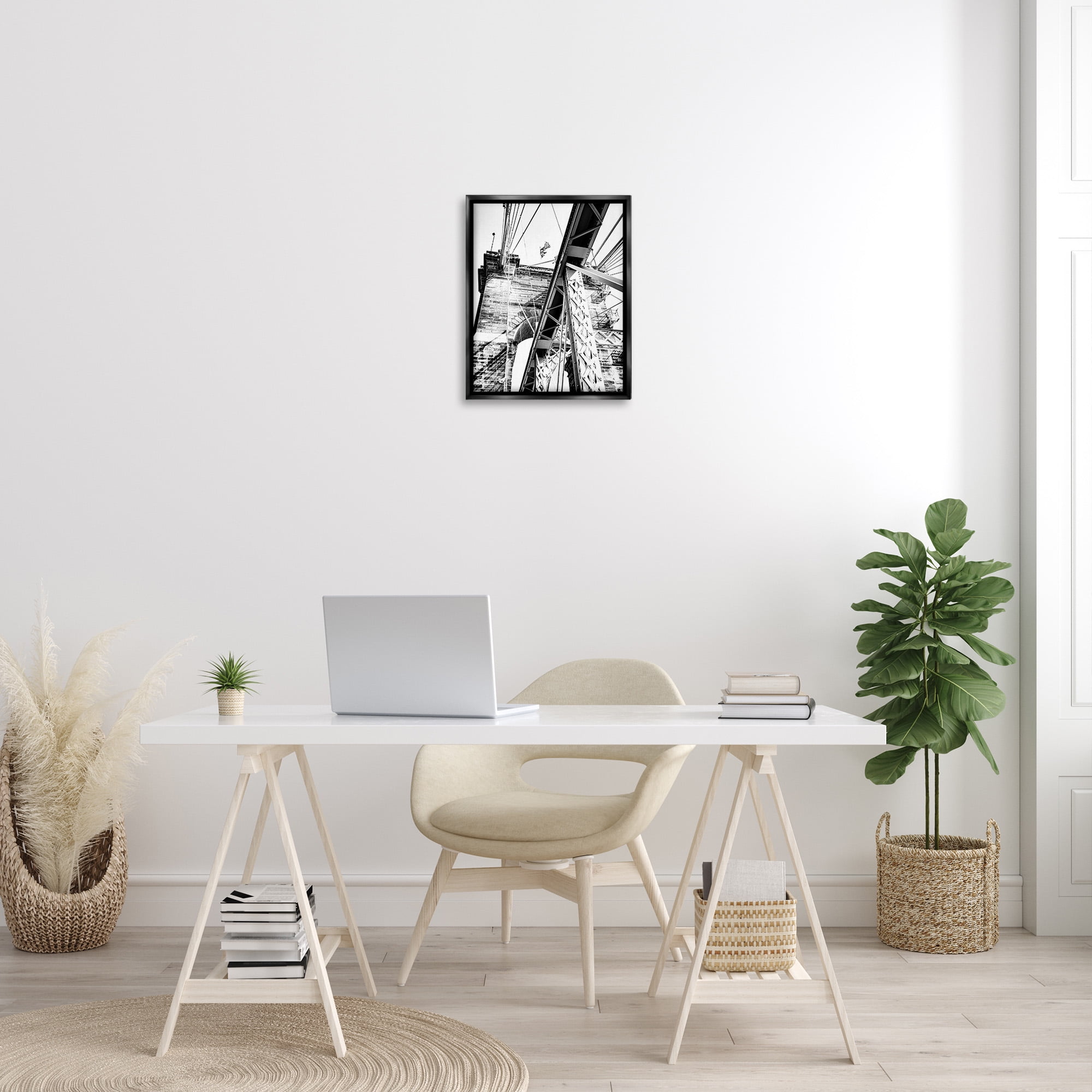 Stupell Industries Grey Urban Bridge Travel & Places Photography Black Floater Framed Canvas Art Print Wall Art, 17 x 21
