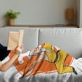 thumbnail image 3 of Kung Fu Soft Flannel Fleece Throw Blanket, Shaolin Monk Practicing Wushu on Japanese Hieroglyph, Cozy Plush for Indoor and Outdoor Use, 50" x 60", Orange Yellow, by Ambesonne, 3 of 5