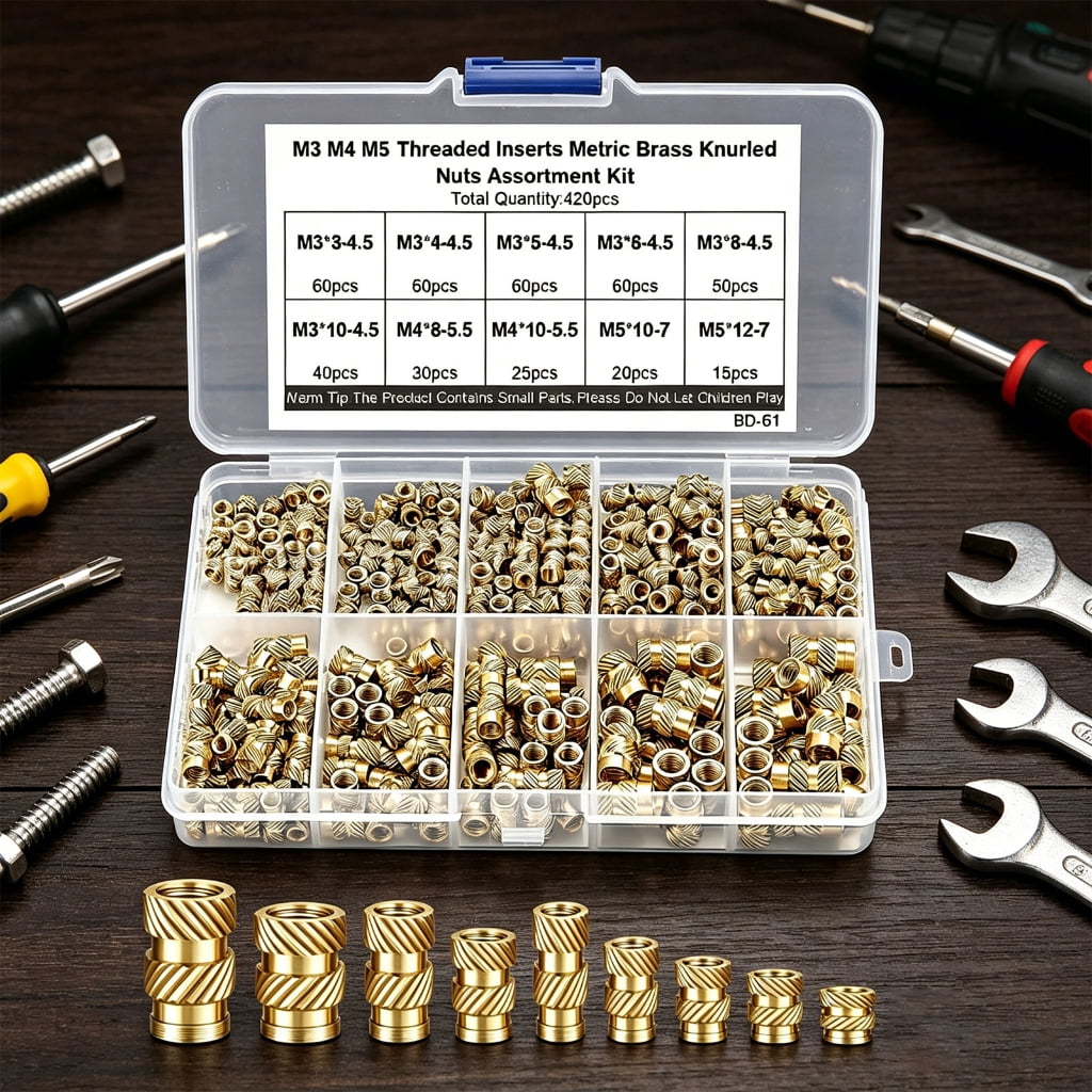 420pack Brasses Threaded Inserts With M3M4M5 Size Heat Embedment Inserting Nut For Strong Fastening