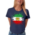 thumbnail image 4 of felwors Women's Iran Lion and Sun Watercolor, Vintage Persian Heritage Flag V-Neck T-Shirt (Navy, L), 4 of 6